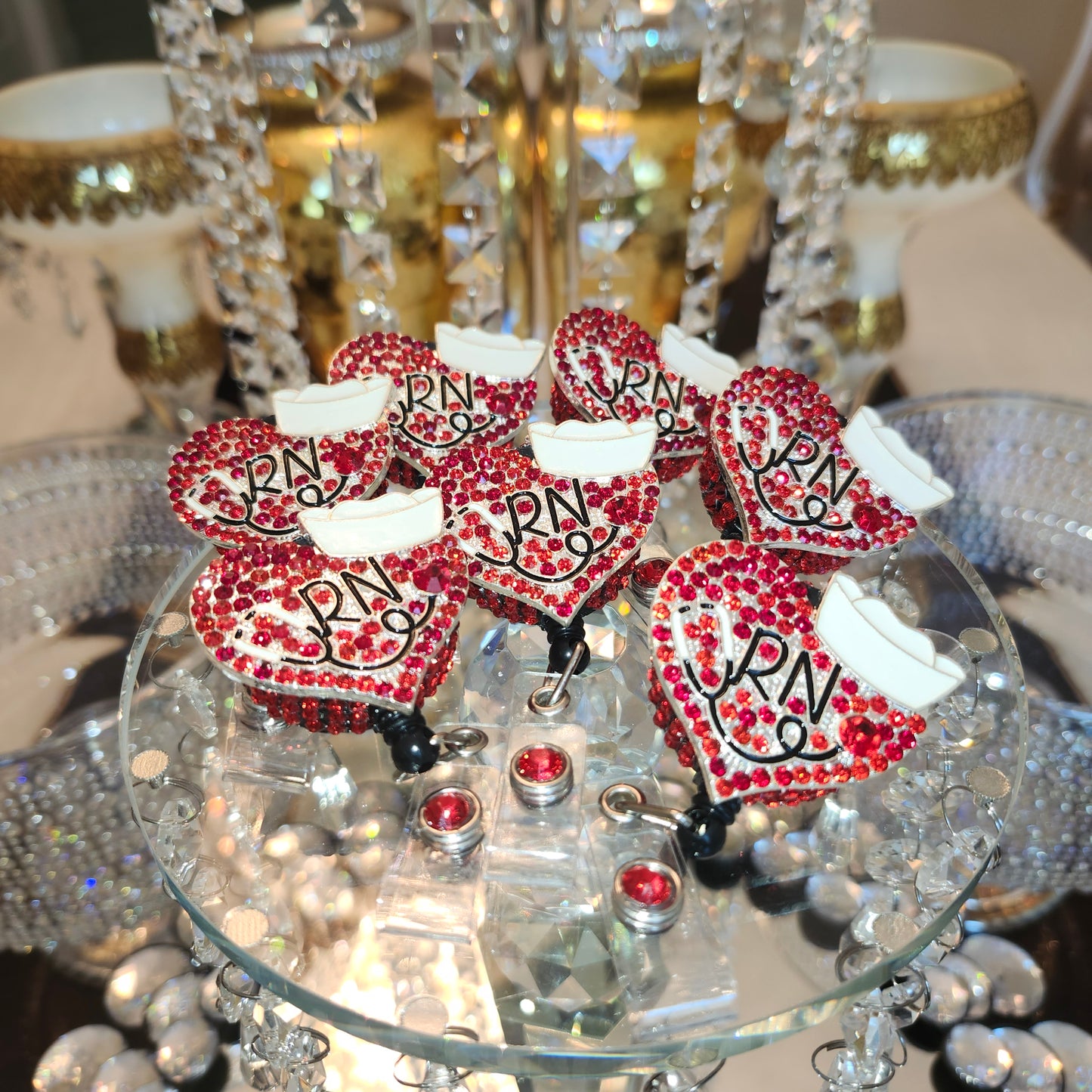Red RN - Rhinestone Badge Reel