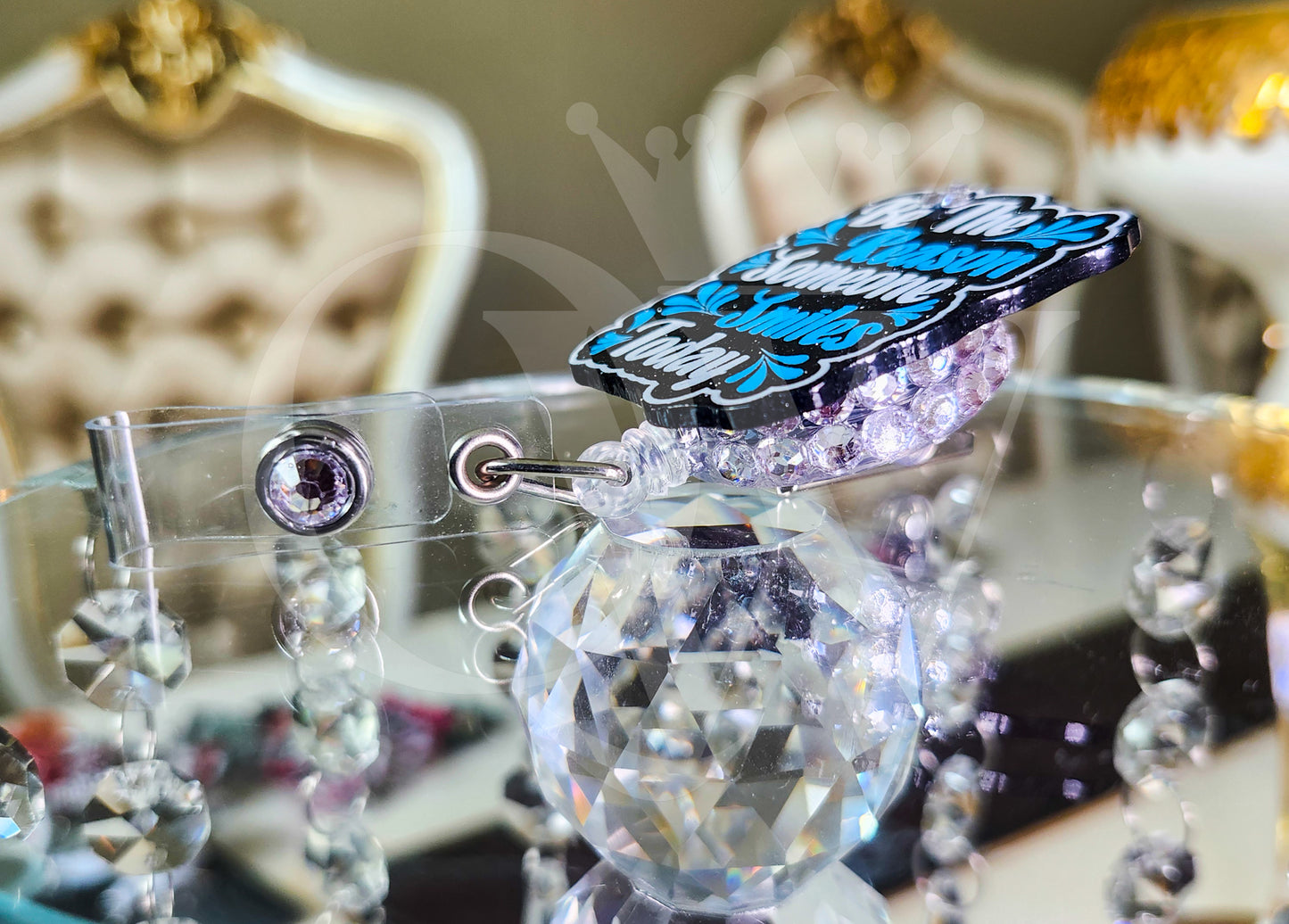 "Be The Reason Someone Smiles Today" - Rhinestone Badge Holder