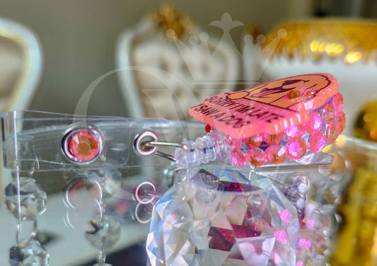 "Sorry I'm Late I Saw A Dog"- Rhinestone Badge Holder