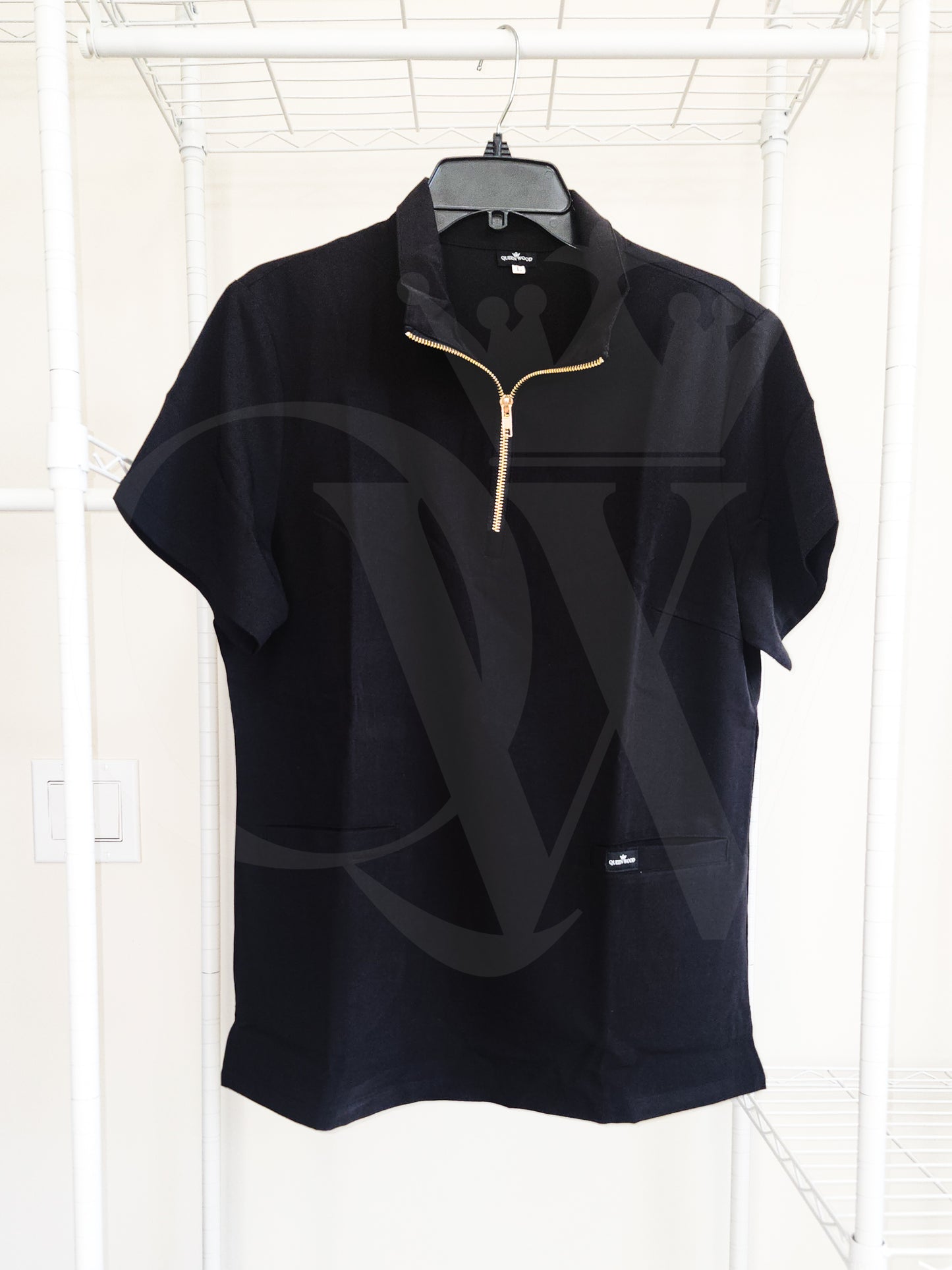 Zipper Scrub Polo Shirt