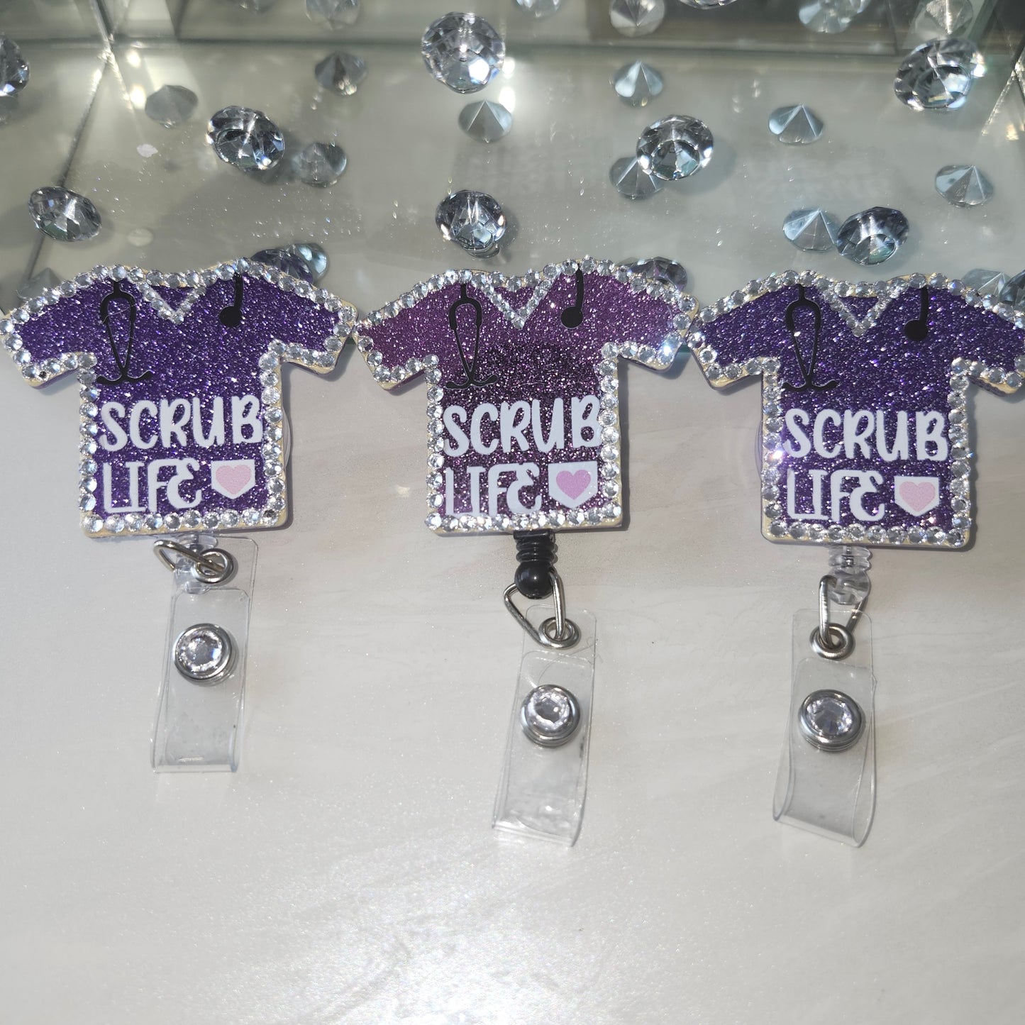 "Scrub Life" - Rhinestone Badge Reel