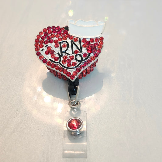 Red RN  - Rhinestone Badge Reel