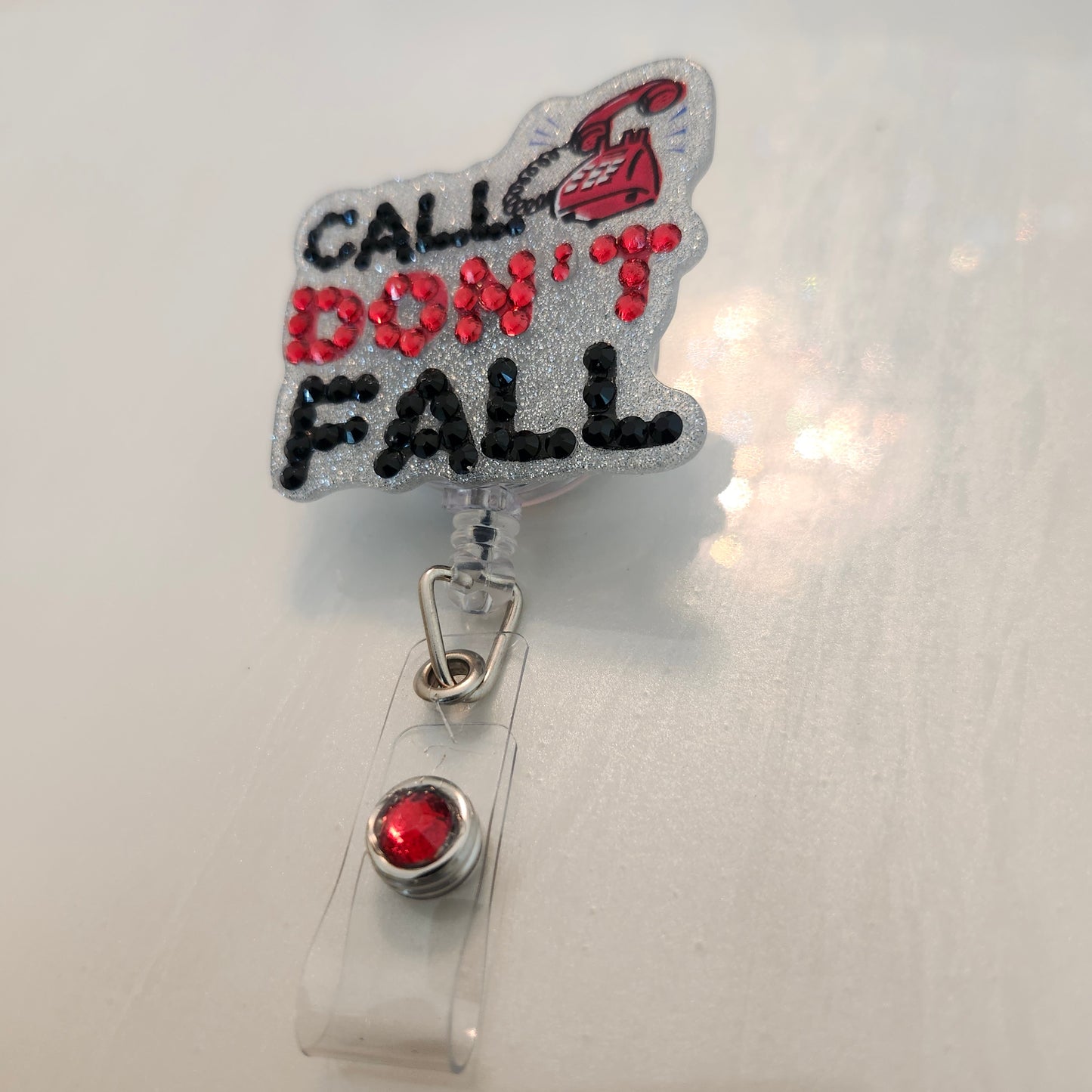 "Call Don't Fall" - Rhinestone Badge Reel