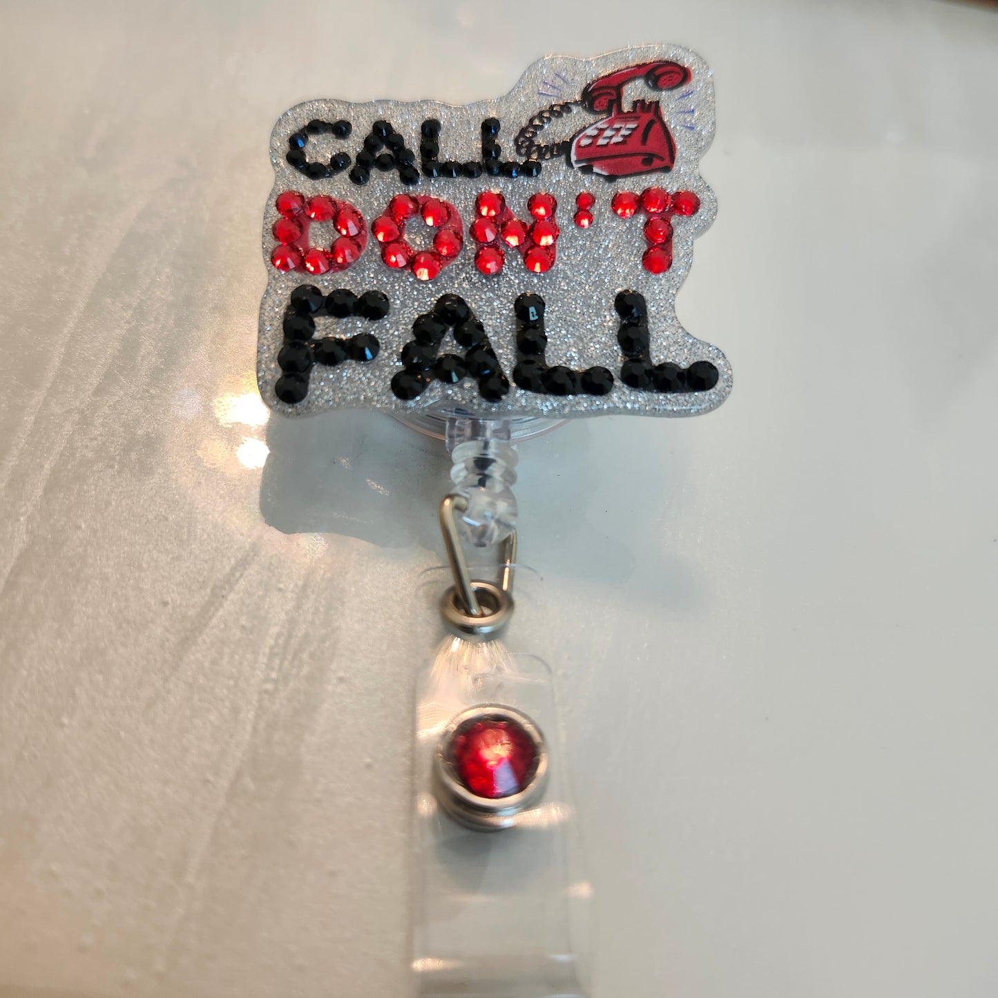 "Call Don't Fall" - Rhinestone Badge Reel