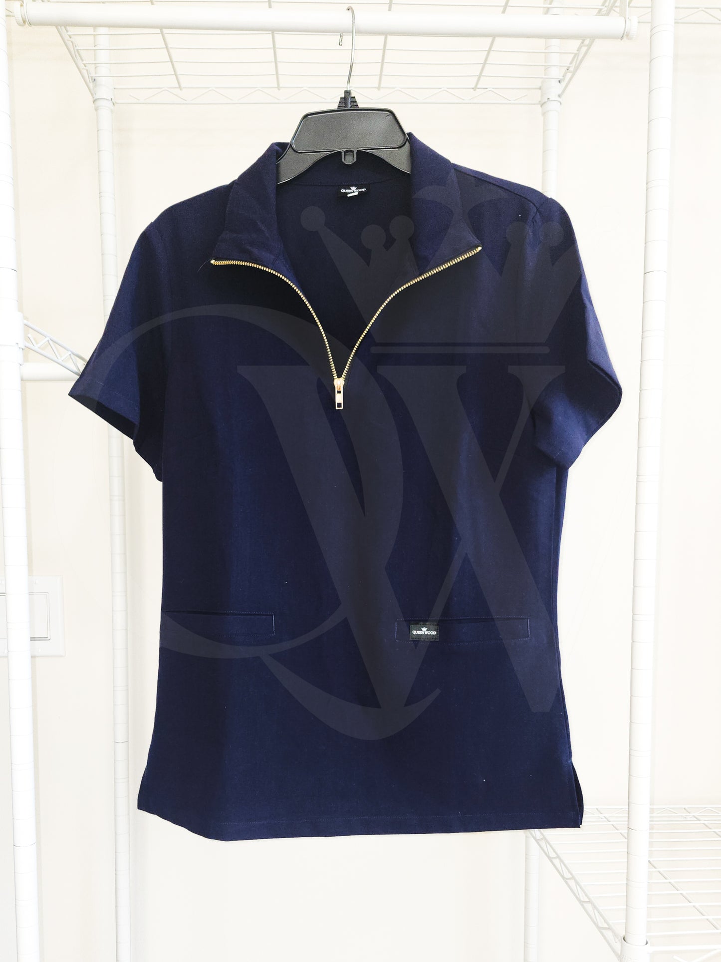 Zipper Scrub Polo Shirt