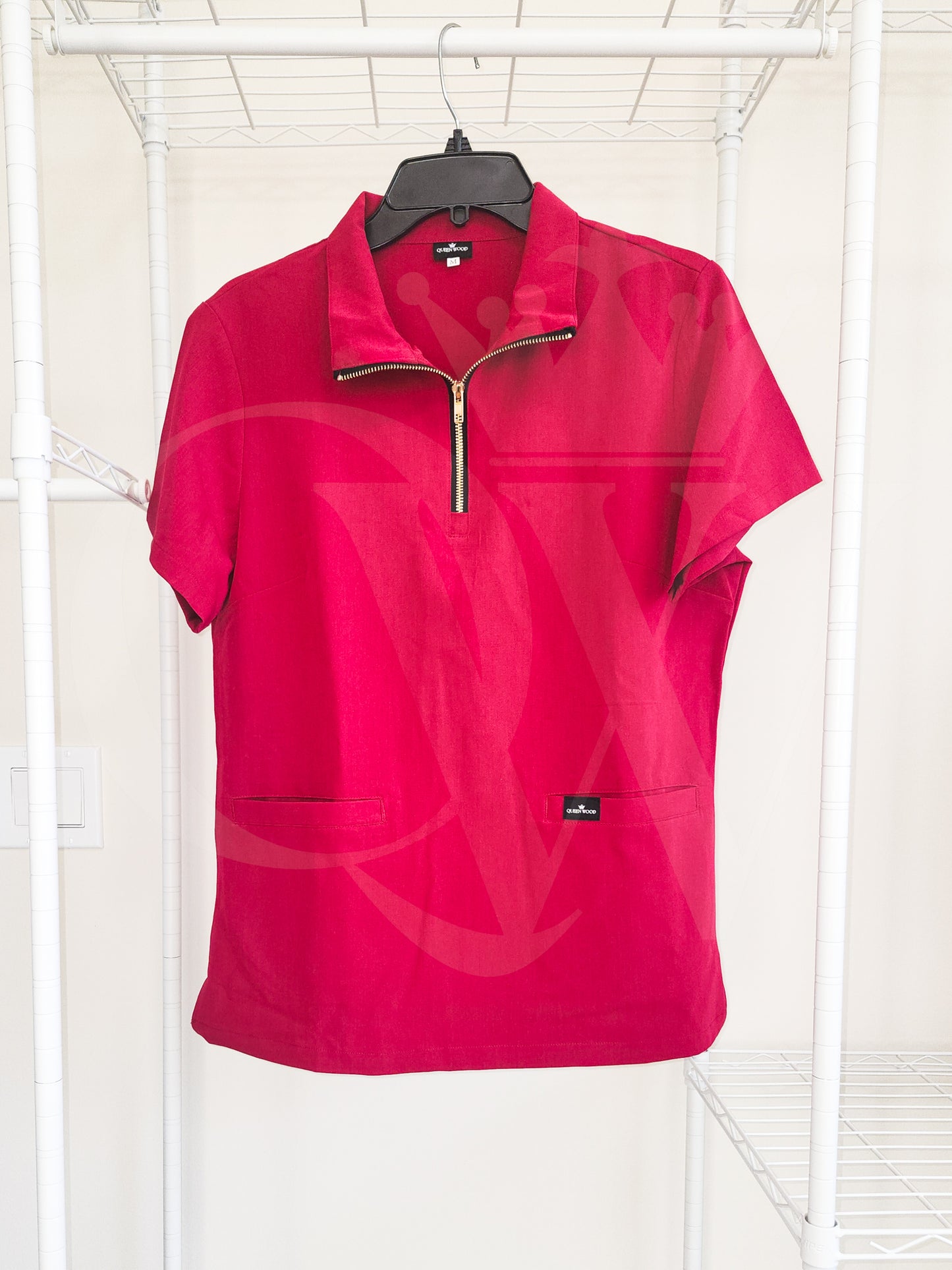 Zipper Scrub Polo Shirt