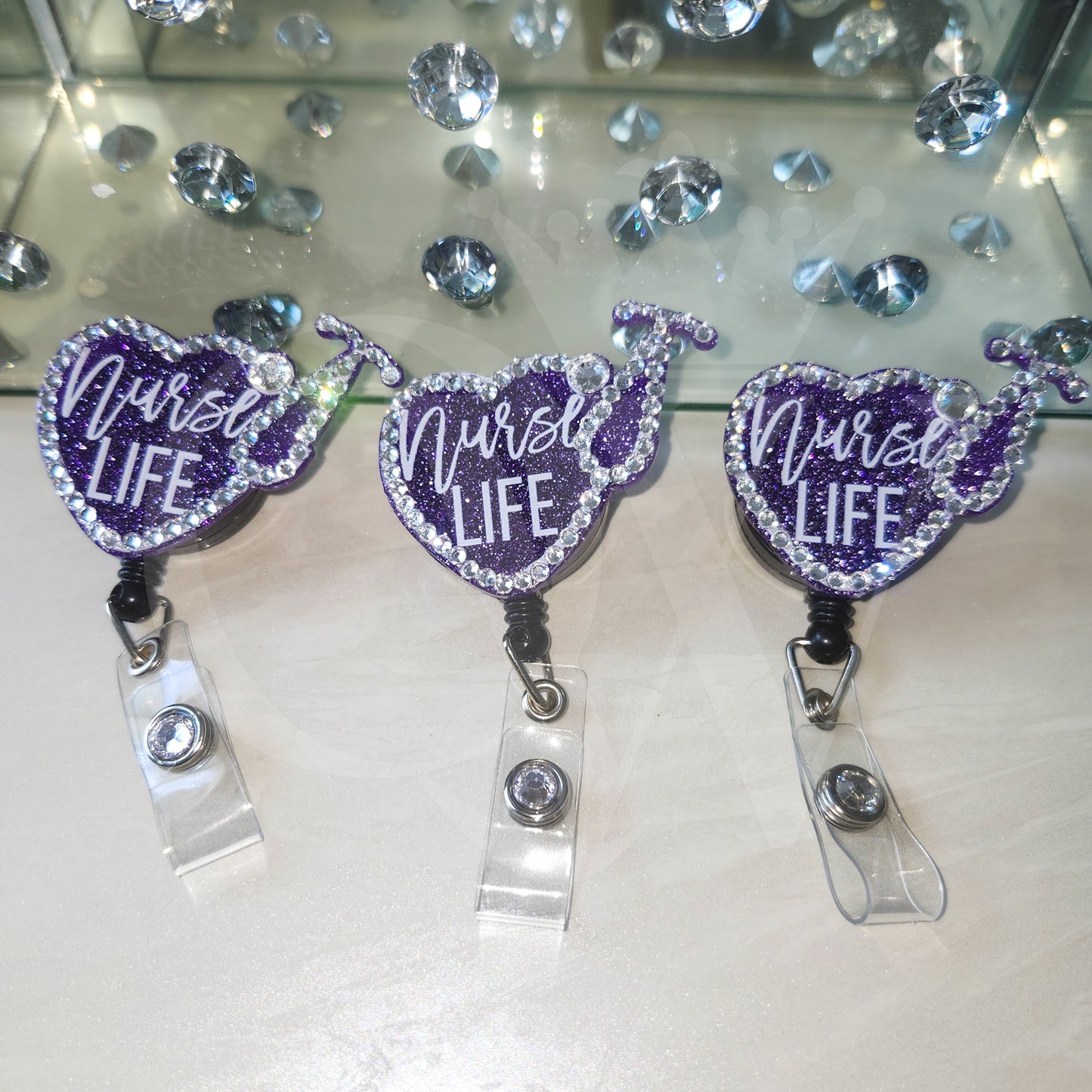 "Nurse Life" Rhinestone Badge Reels