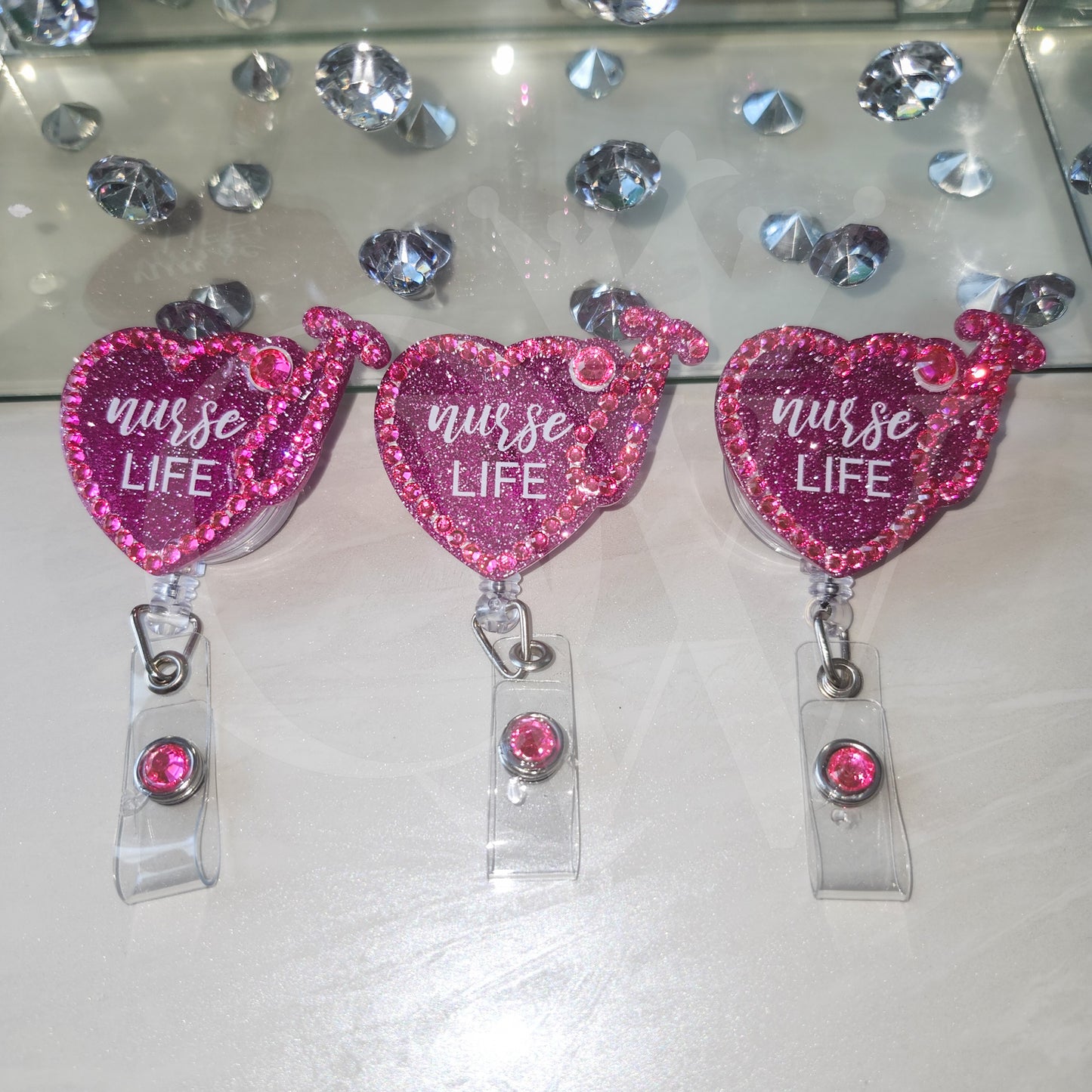 "Nurse Life" Rhinestone Badge Reels