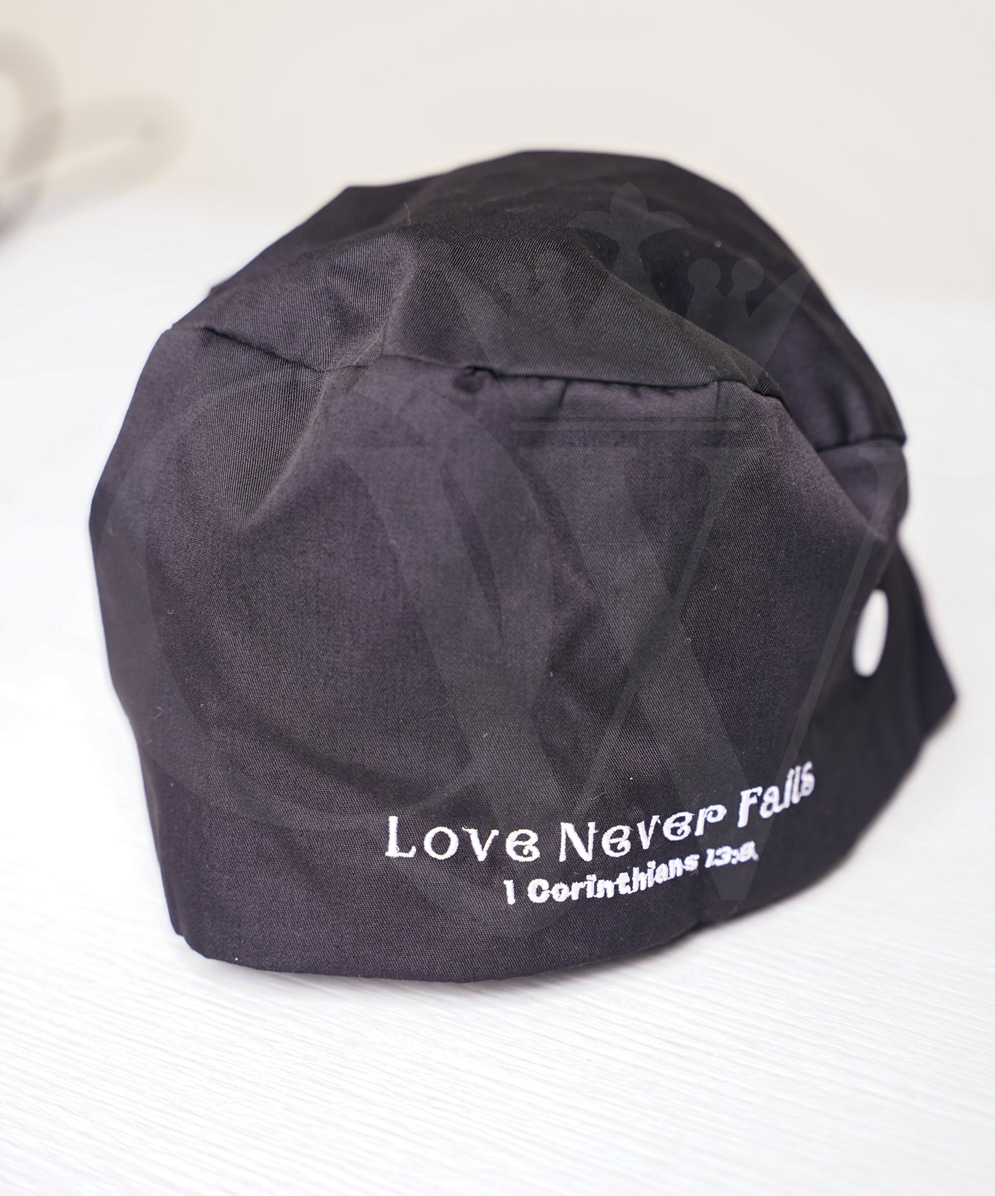 "Love Never Fails" Silk Lining Scrub Hats